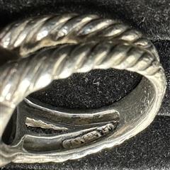 David Yurman Sterling & 18k 14mm Smoky Quartz & Diamond Albion Ring